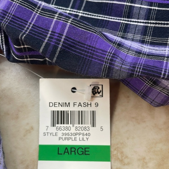 INC International Concepts Purple Plaid Western Shirt Men’s Large Long Sleeve - Picture 6 of 14